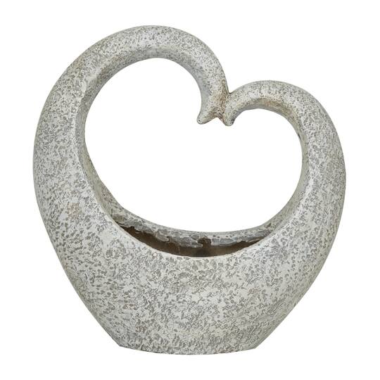16" Gray Fiberglass Planter with Stone Mosaic Design